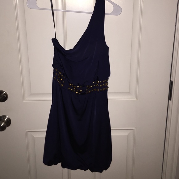 One shoulder navy dress