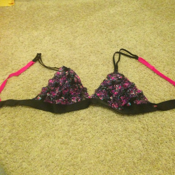 PINK Black and Pink Floral Bralette