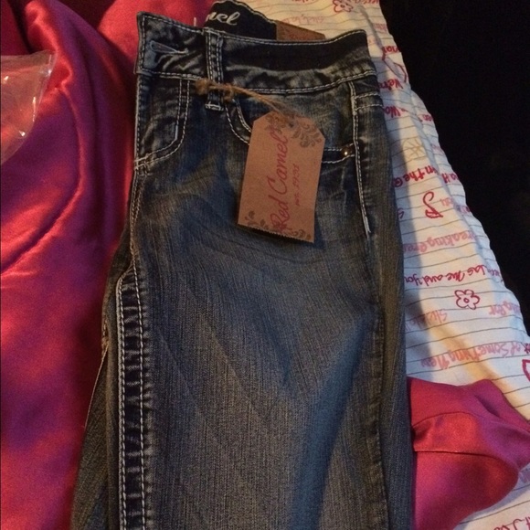 Red camel skinny jeans