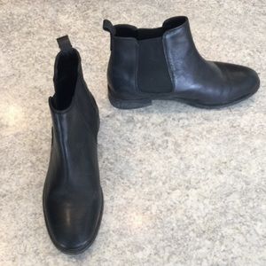 Black leather ankle boots