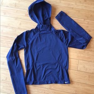 Nike dri-fit hooded running shirt (navy blue)