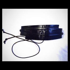 Faux leather wrap belt