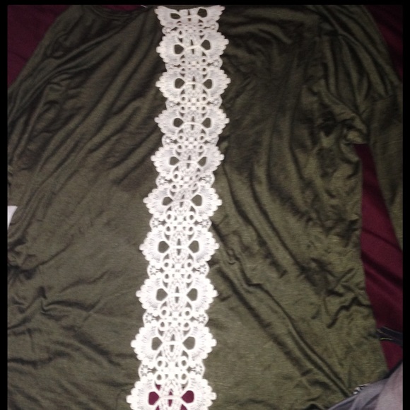Charlotte Russe Green Top with White Lace