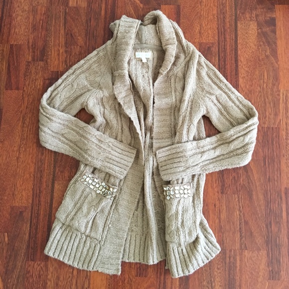 Hooded Beige Cardigan
