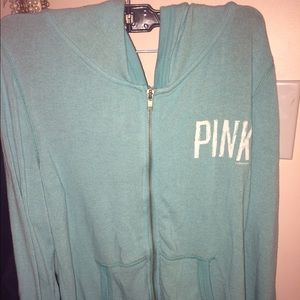 VS PINK Teal zip-up hoodie sweatshirt