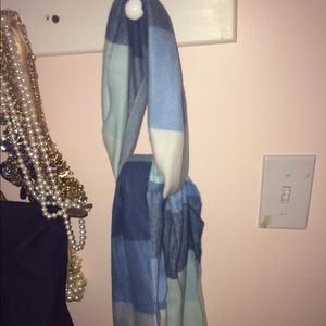 Plaid blues and whites scarf