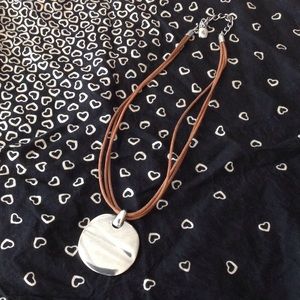 Ralph Lauren wave disc pendant leather necklace