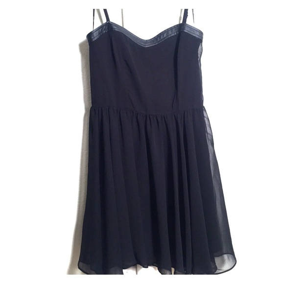 Forever 21 Black Leather and Chiffon Dress