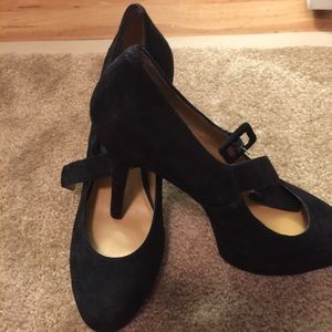 Black suede Mary Jane Heels