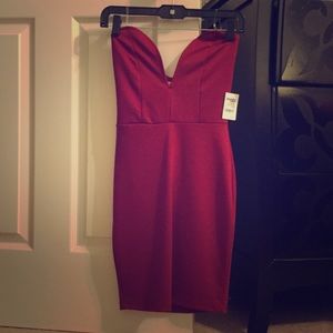Deep Cut Burgundy Mini Dress