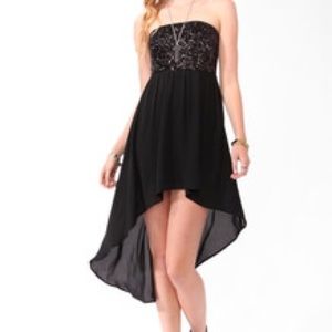 Forever 21 High-Low Black Sequin Chiffon Dress
