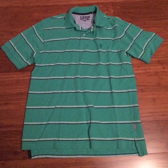 Light Green Striped Men's IZOD Polo