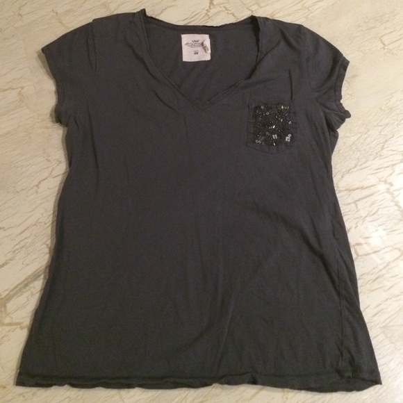 H&M Sequin Pocket Tee Blue L