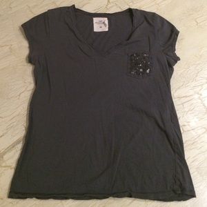 H&M Sequin Pocket Tee Blue L