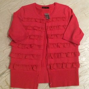 NWT The Limited Pink Ruffle Cardigan L