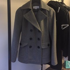 Calvin Klein grey wool peacoat size 0