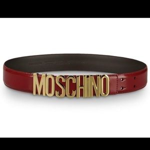 AUTHENTIC red Moschino belt with gold letters