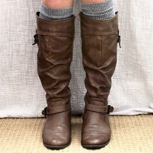 knee high buckle boots