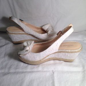 White size 8.5 Franco Sarto Bow Wedges