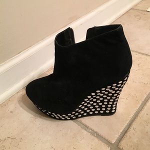 Black silver studded Faux Suede Bootie