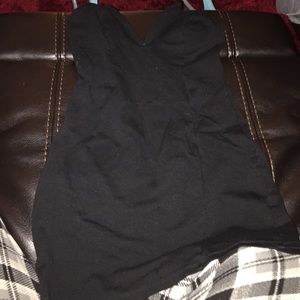 V-front black mini dress