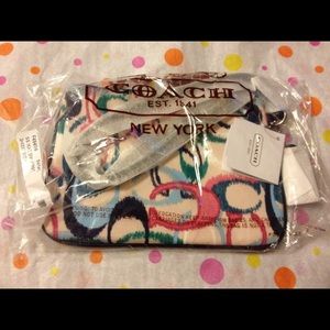 Coach Signature Multicolored Small Wristlet