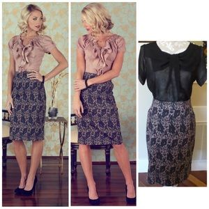 Modcloth Mikarose Faux Lace Floral Pencil Skirt