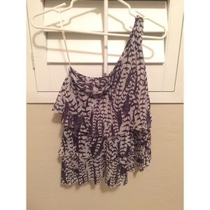 One Shoulder Patterned Layered Tank