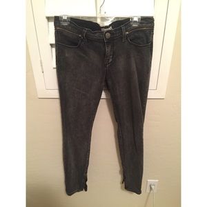 Distressed Gray Washed Zipper Jeans