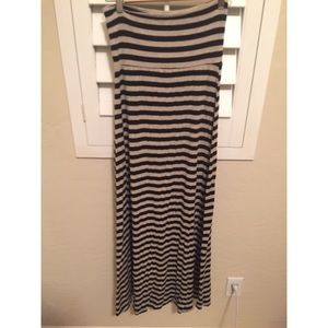 Black and Tan Stripped Maxi Skirt