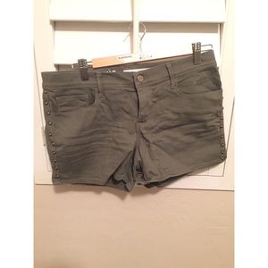 Olive Green Studded Shorts