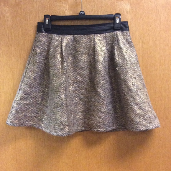 Gold tweed high-waisted flare skirt - Picture 3 of 4