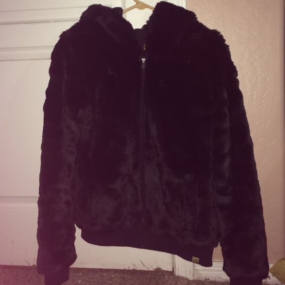 Limited edition Victoria secret black furry jacket