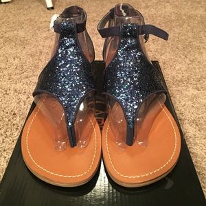 Navy glitter Carlos Santana sandals size 7 new