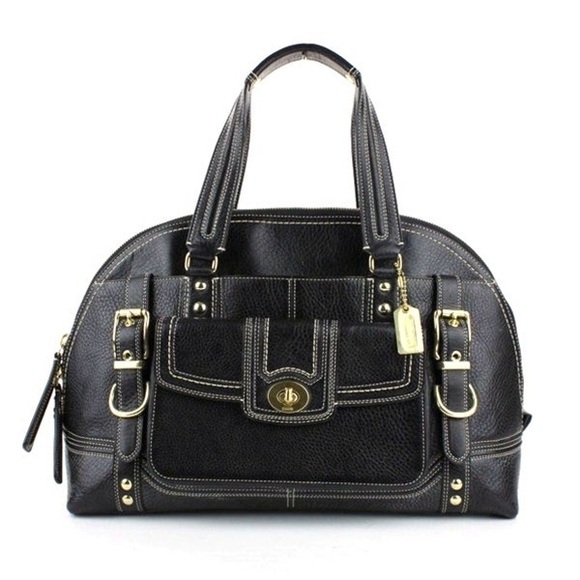 COACH Black Leather Genuine Leather