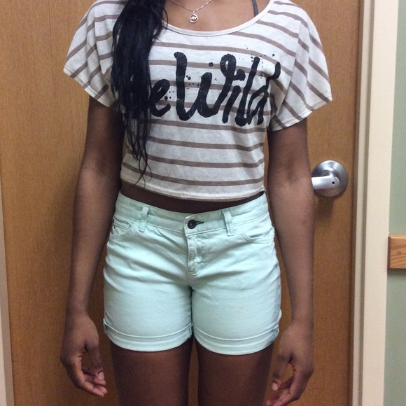 Mint green denim Tommy Hilfiger shorts, like new - Picture 1 of 3
