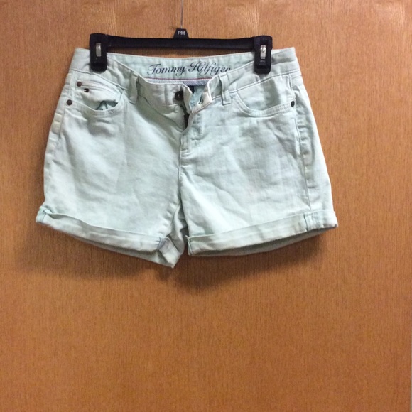 Mint green denim Tommy Hilfiger shorts, like new - Picture 3 of 3