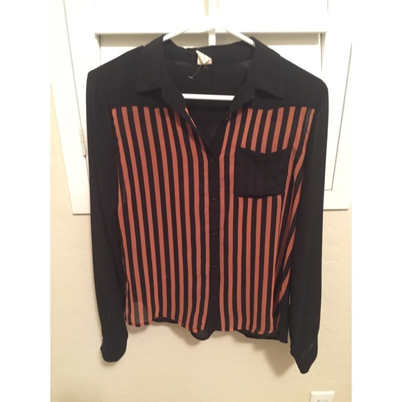 Burnt Orange and Black Stripped Top