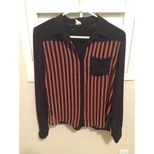 Burnt Orange and Black Stripped Top