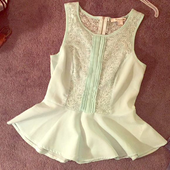 Forever 21 mint green peplum top