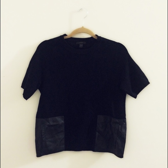 Wool leather pocket T-shirt
