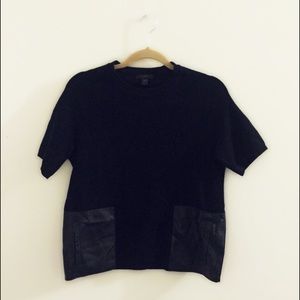 Wool leather pocket T-shirt