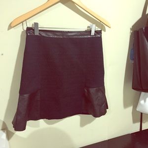 Club Monaco Navy, faux leather trim skirt