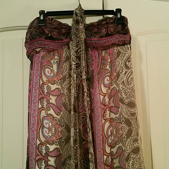 Tie neck halter maxi dress. 100 percent silk