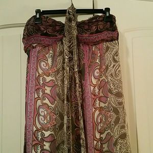 Tie neck halter maxi dress. 100 percent silk