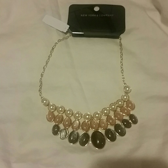 Coral, gray and pearl necklace