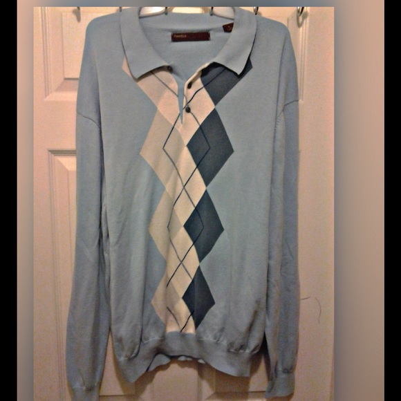 Perry Ellis Argyle Blue XL Lightweight Sweater