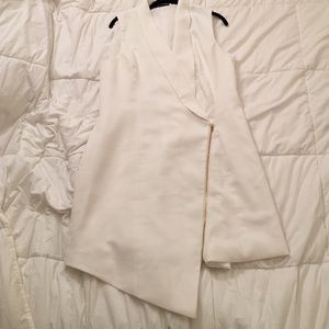 White tuxedo dress with gold zip