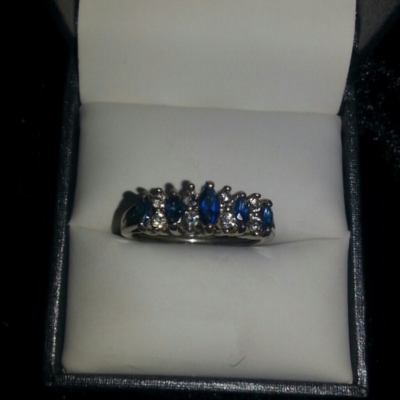 Lab created sapphires dimond accents