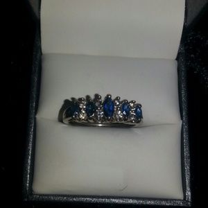 Lab created sapphires dimond accents